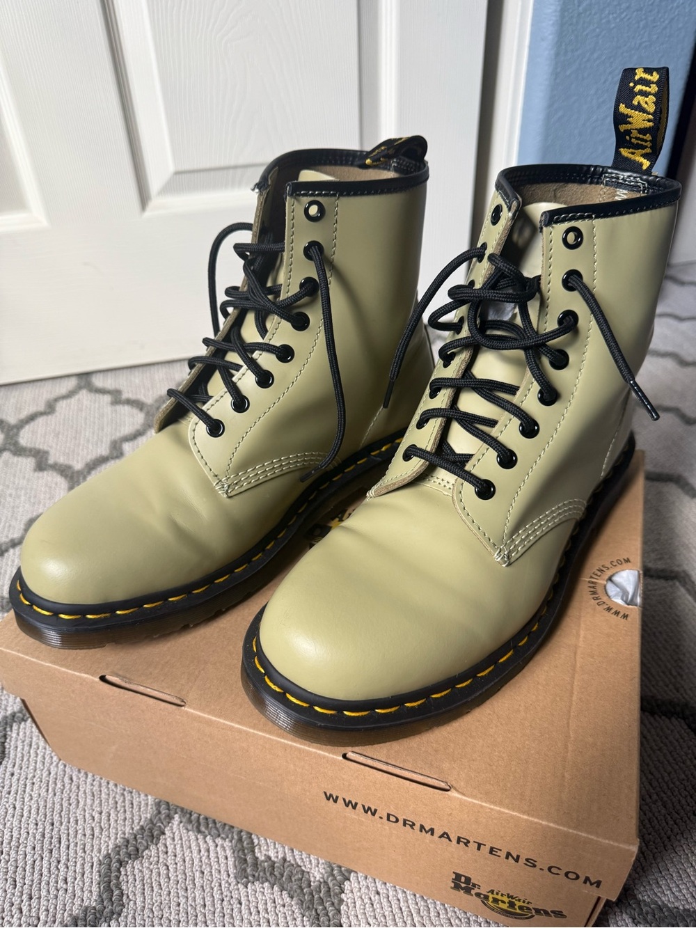 Dr. Martens Olive 8-Eye Leather Lace-Up Boots